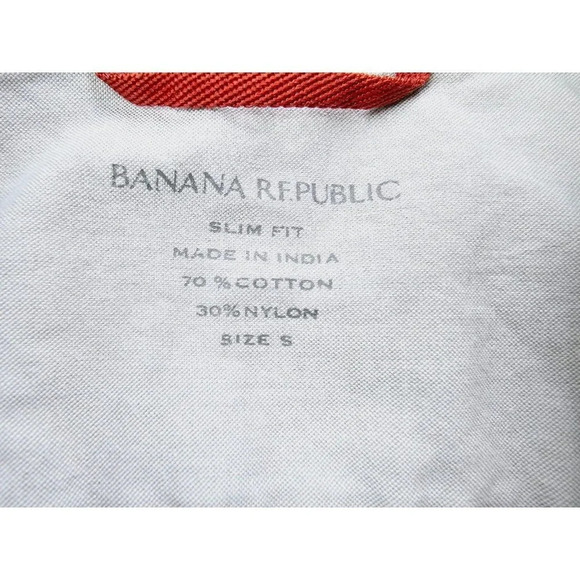 Banana Republic Slim Fit Size Small Mens L/S White Blue Yellow Stripe Pearl Snap - Picture 4 of 10